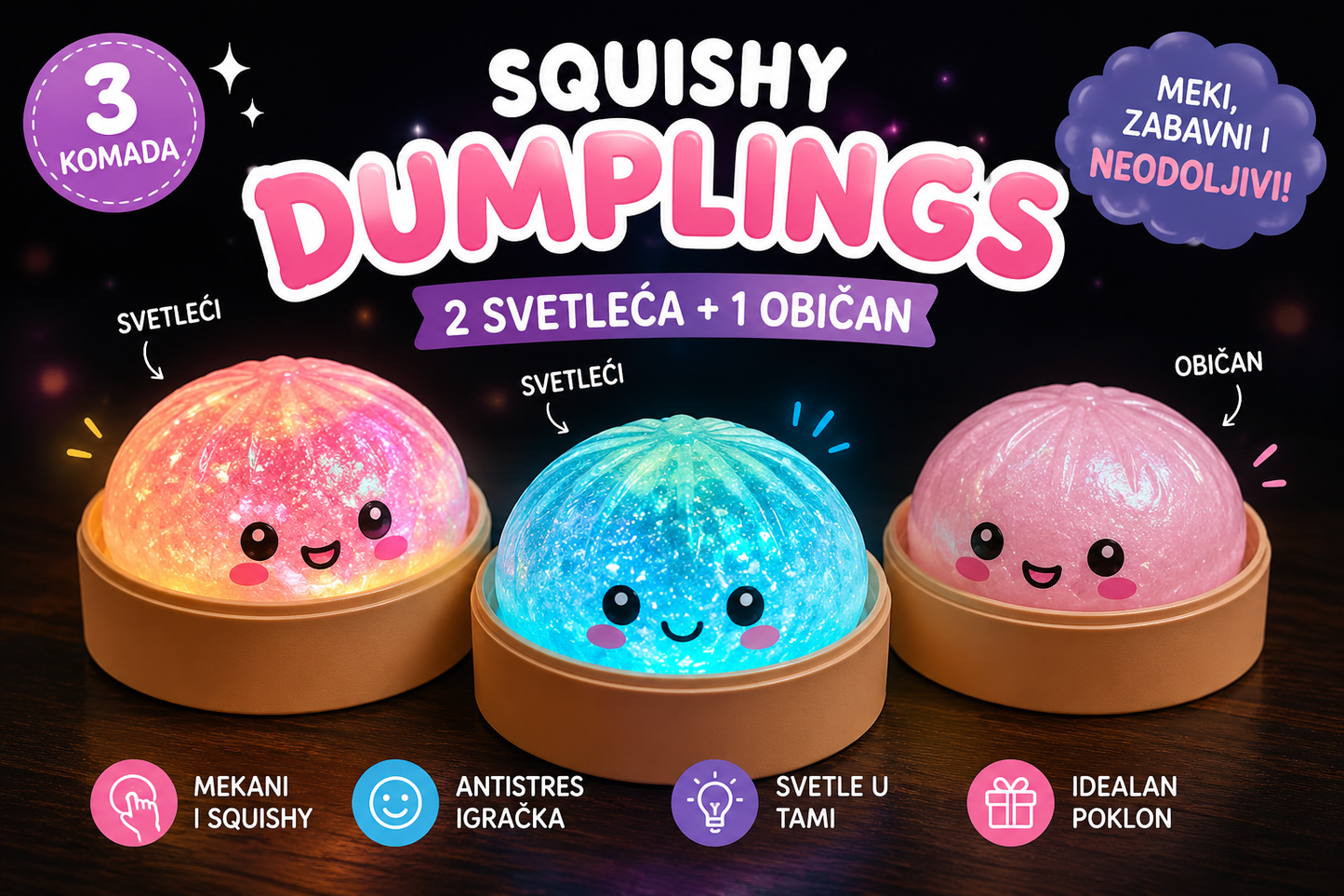 Dumpling Squishy – Rainbow 3komada