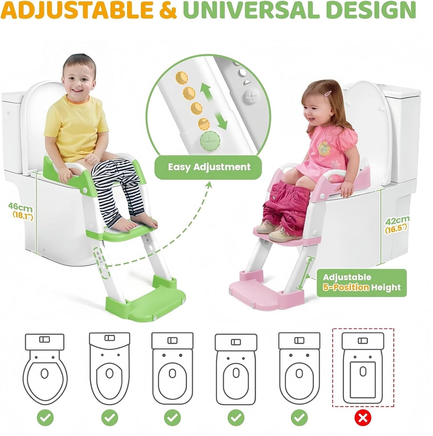 Dečija WC daska sa stepenicama | Adapter za WC šolju sa stepenikom