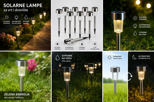 Solarne lampe od inox LED solarne lampe set 10 kom